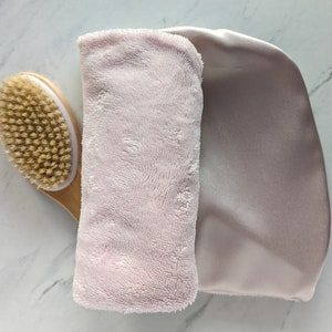 Satin Microfiber Hair Towel Wrap Reversible Hair Drying Satin Bonnet Gift for Her Travel Hair ...