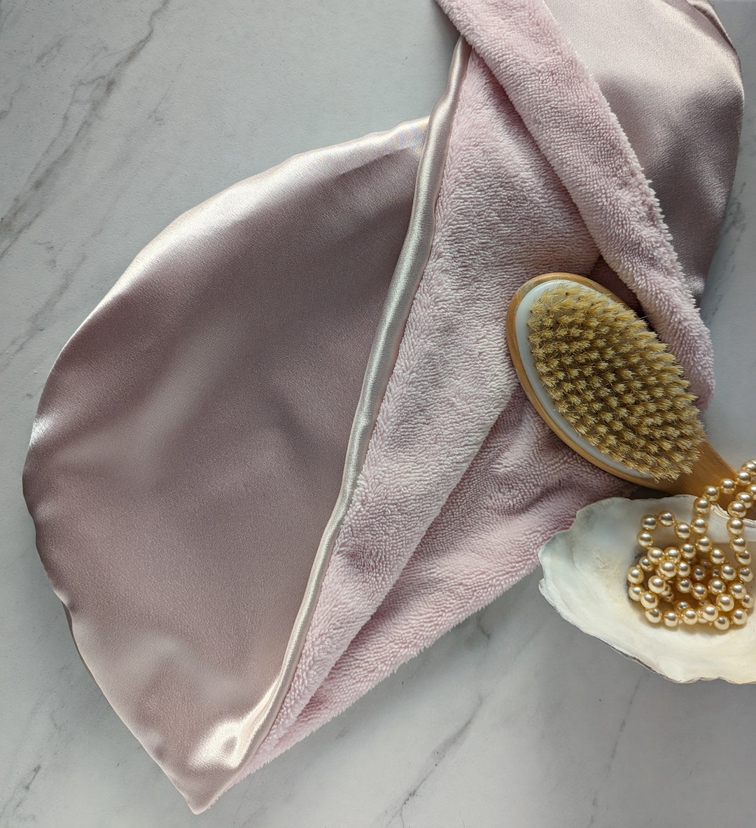 Satin Microfiber Hair Towel Wrap Reversible Hair Drying Satin Bonnet Gift for Her Travel Hair ...