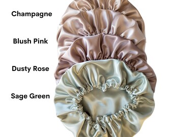 Satin Bonnets for Curly and Wavy Hair | Adjustable Double Layer Sleep Cap | Silky Satin Reversible Sleeping Bonnet | Made in Canada Gift