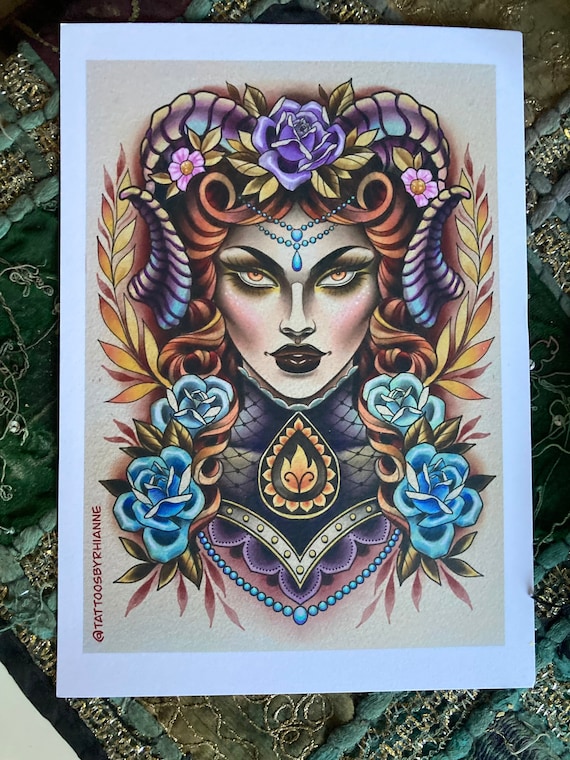 Neo traditional lady face tattoo - Bronctattooaus.com