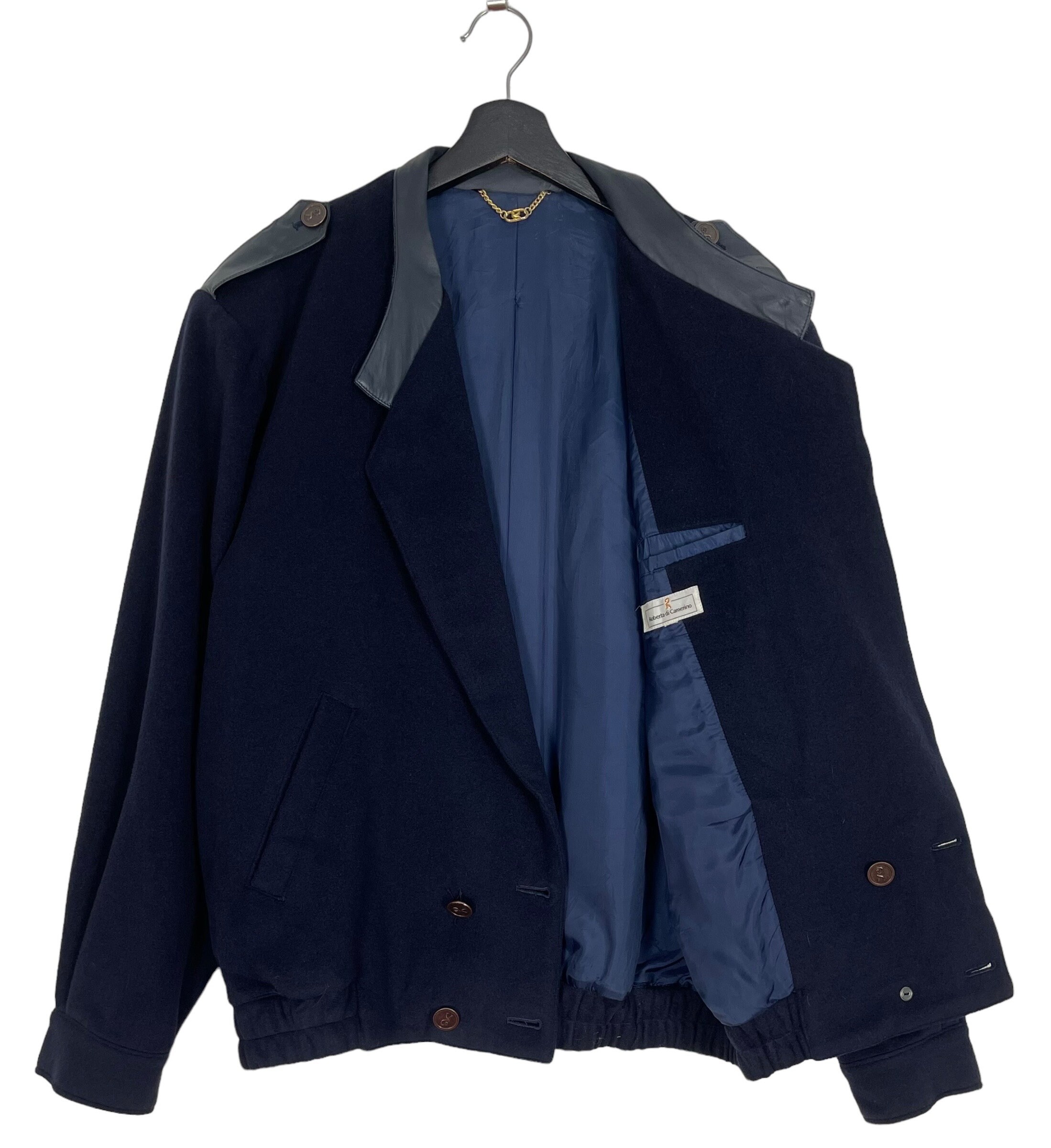 80s Vintage Roberta Di Camerina Wool Leather Jacket - Etsy