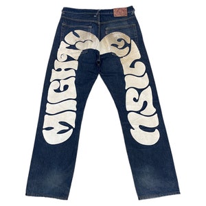 Y2K MIGHTY EVISU Hand Painted Daicock Jeans - Etsy