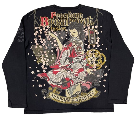 Y2k Bullet Noise Japan Sukajan Long Sleeve Tee - Etsy