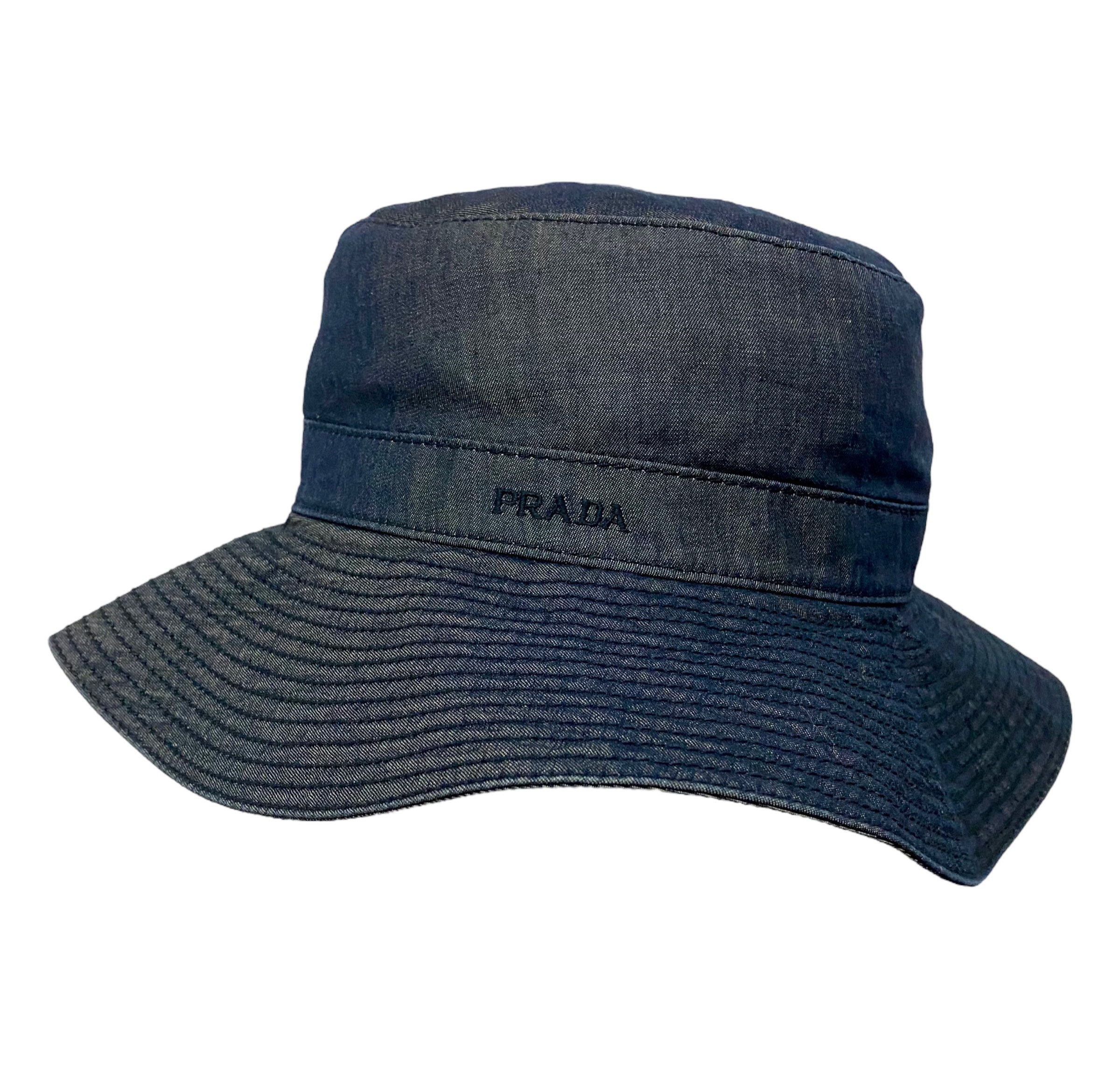 Prada bucket hat black classic one sized summer wear unisex