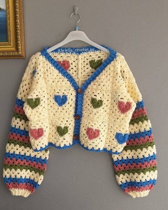 Abriella_crochet Cropped Crochet Cardigan | Etsy