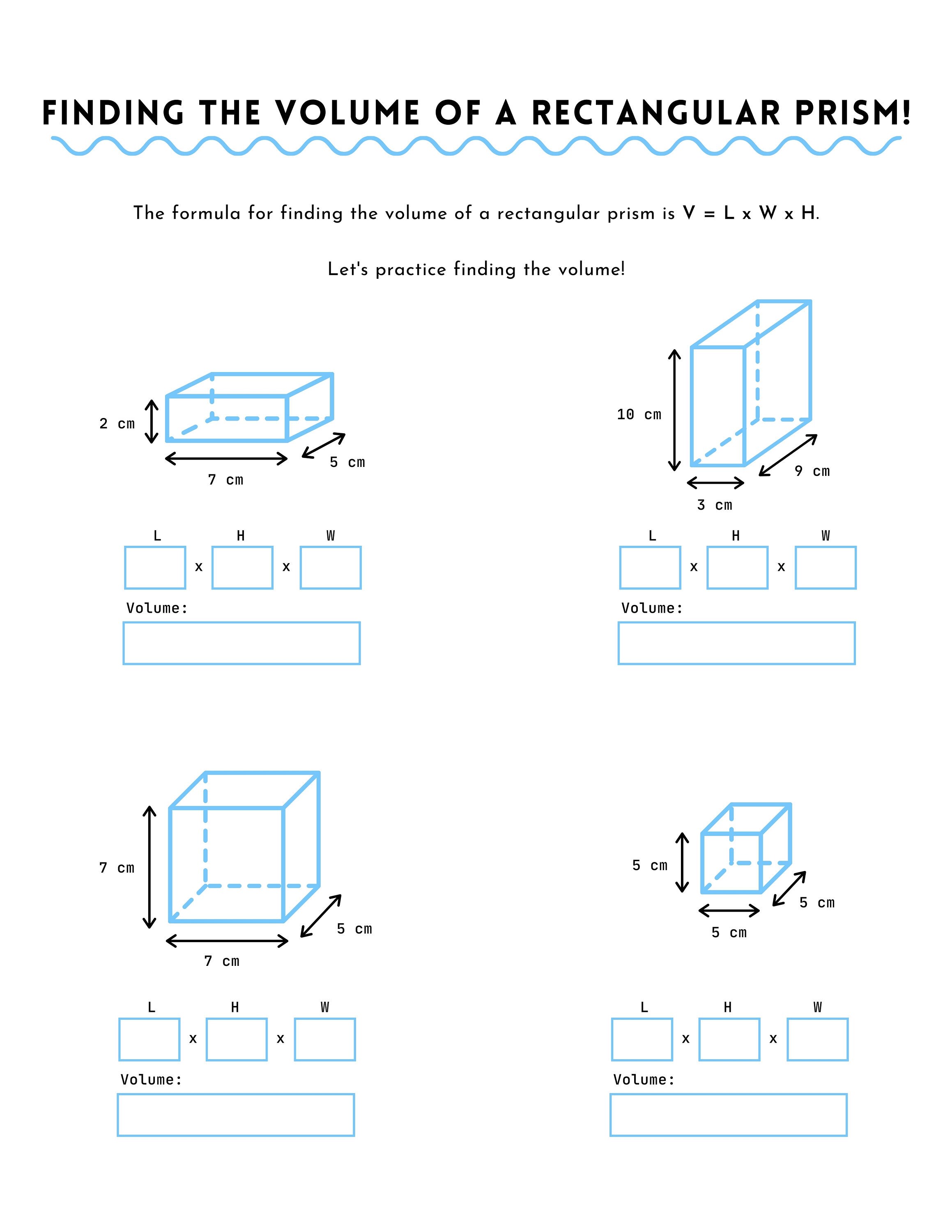 Volume Of Rectangular Prism Activities