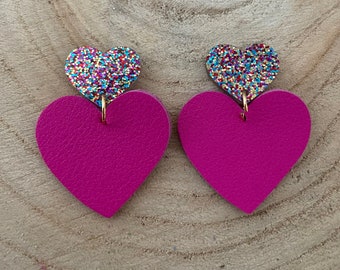 Boucles d’oreilles cœurs rose fuchsia