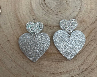 Silver heart earrings