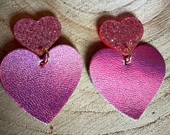 Pink heart earrings