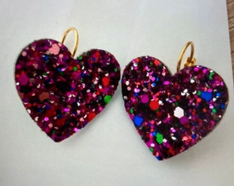 Traversine a cuore glitter rosa e multicolori