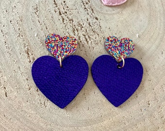 Boucles d’oreilles coeur violet