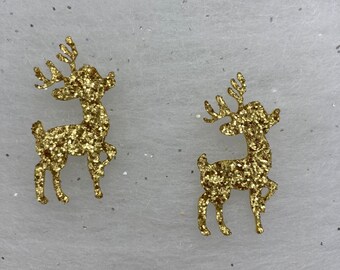 Set van 2 mini gouden glitterrendierspelden