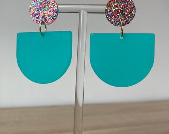 Boucles d’oreilles coeur demi-arches turquoise