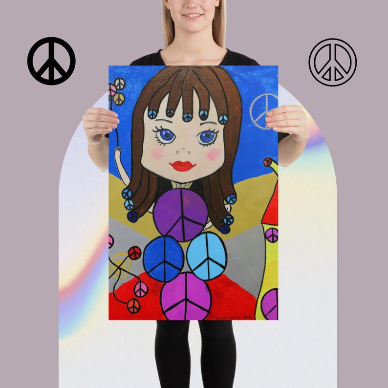 Peace Pipe Girl – Whimsical Fantasy Art Poster for Inner Calm & Serenity