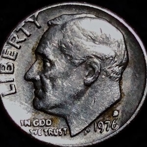 1976 p d Roosevelt Dime Error DDO; Off Center; Filled MM;