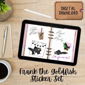 Goldfish Digital Stickers | Goodnotes Digital Planner Stickers | Digital Planner Stickers | Frank the Goldfish Digital Planner Stickers