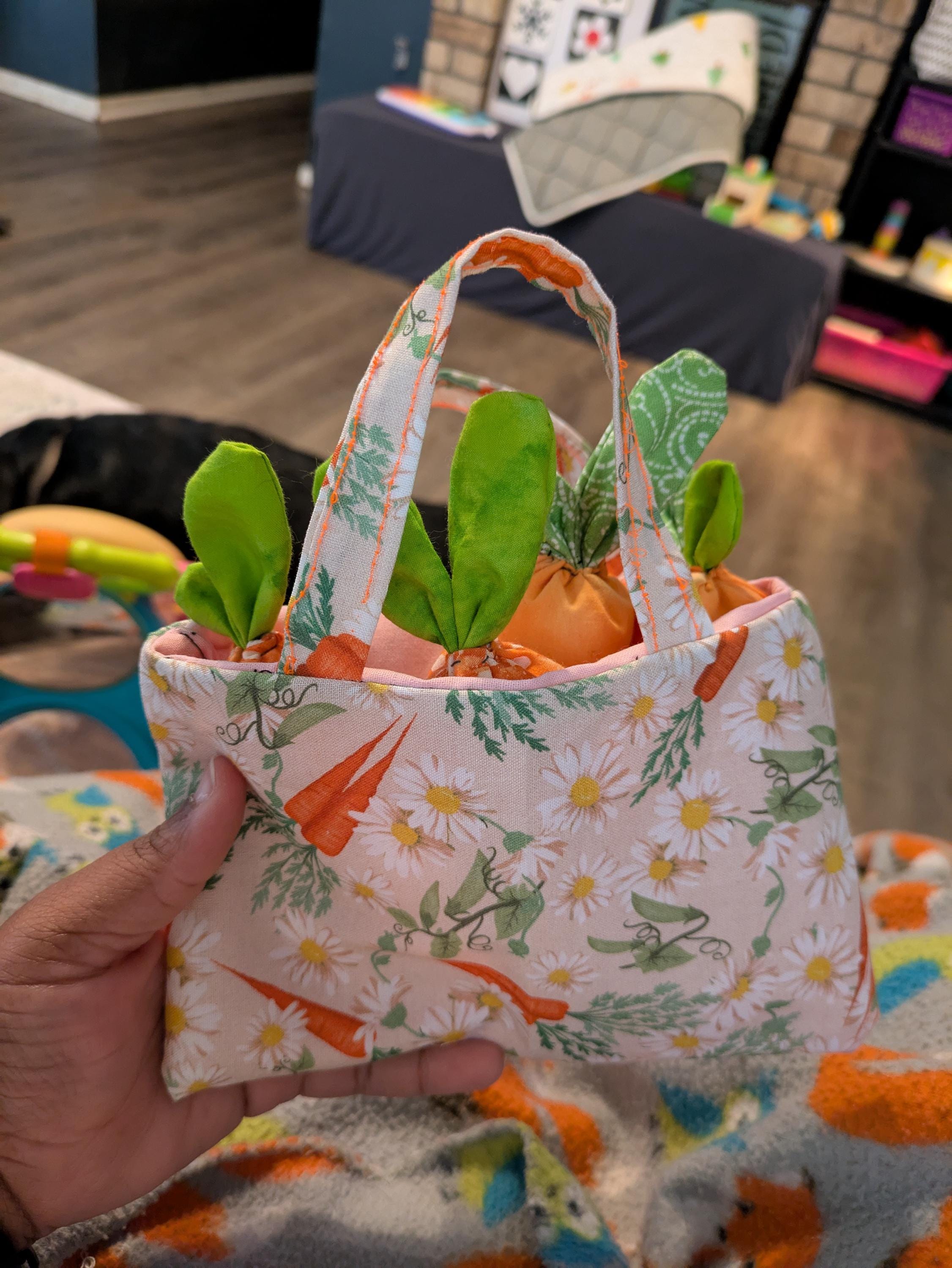 Fabric Handmade Carrots w/ Bag | Toddler Carrot Toys | Easter Toy | Spring Carrot Toy | Sewn Toddler Toy | Toy Carrots - Thumbnail 2