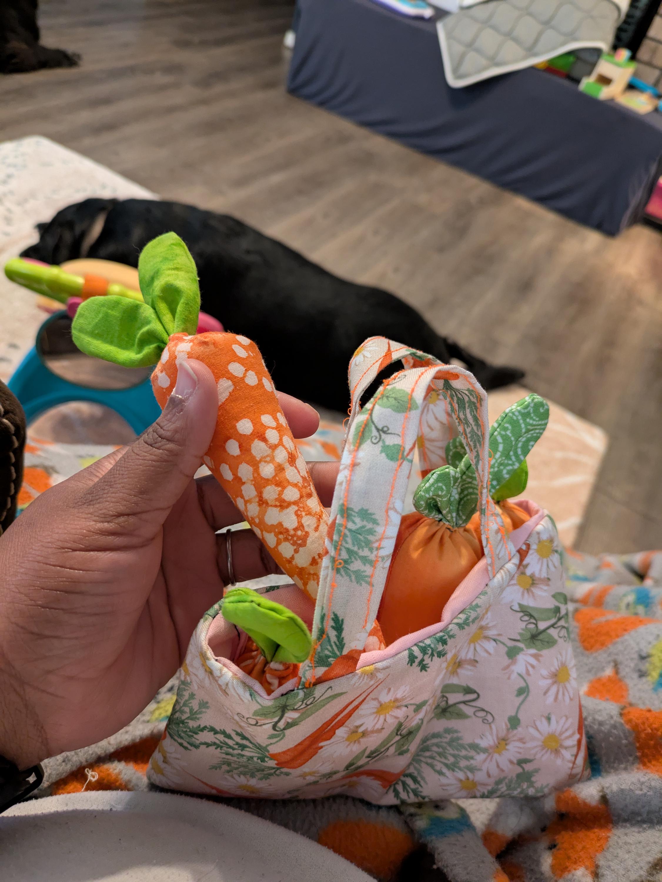 Fabric Handmade Carrots w/ Bag | Toddler Carrot Toys | Easter Toy | Spring Carrot Toy | Sewn Toddler Toy | Toy Carrots - Thumbnail 4