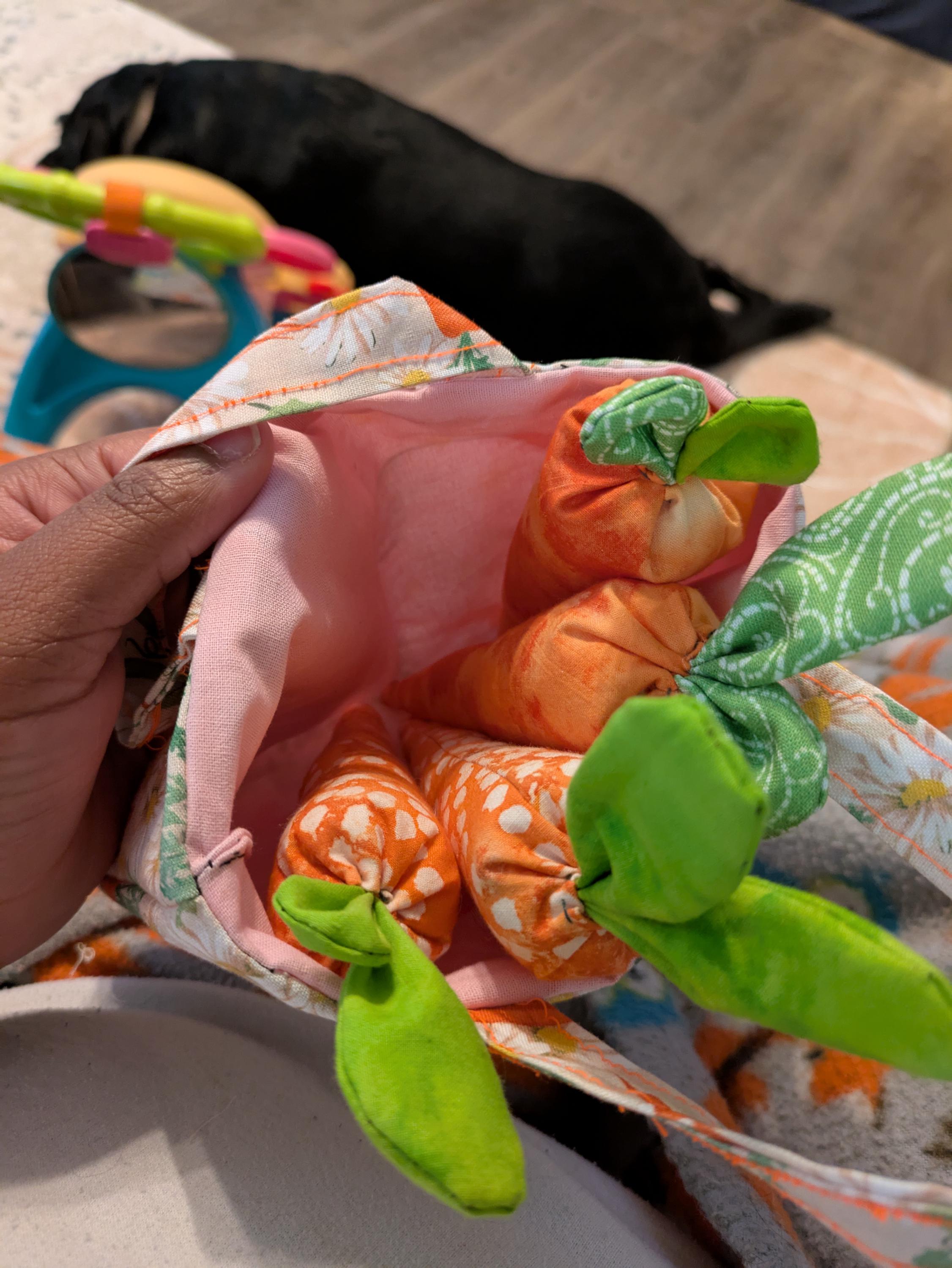 Fabric Handmade Carrots w/ Bag | Toddler Carrot Toys | Easter Toy | Spring Carrot Toy | Sewn Toddler Toy | Toy Carrots - Thumbnail 5