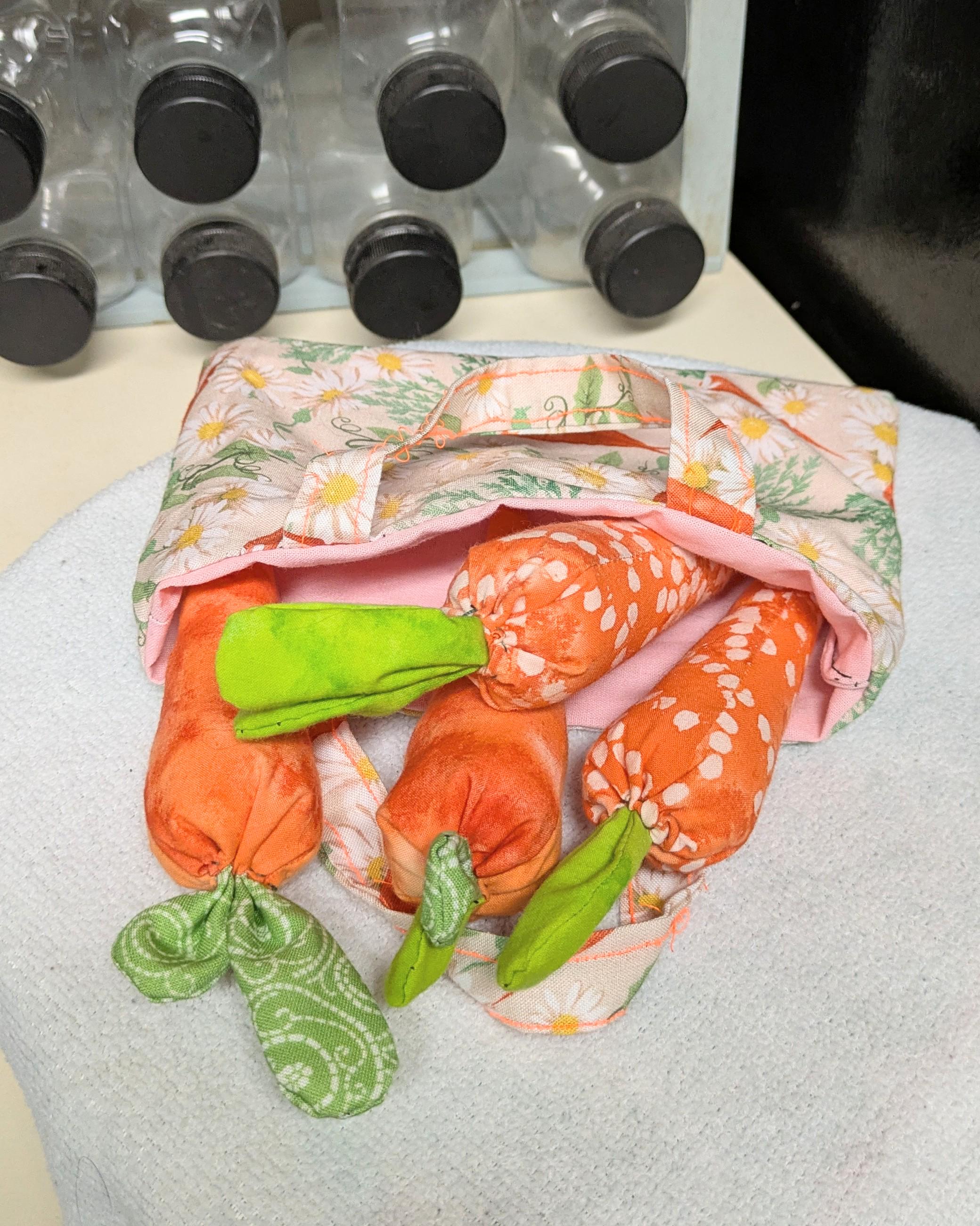Fabric Handmade Carrots w/ Bag | Toddler Carrot Toys | Easter Toy | Spring Carrot Toy | Sewn Toddler Toy | Toy Carrots - Thumbnail 3