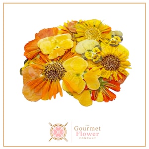 Summer all year round! Liven up your cakes or cocktails with these mixed edible flowers in Orange/Yellow Shades