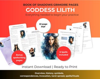 Lilith Grimoire Pages: Witchcraft Book of Shadows (22-Page Printable PDF)