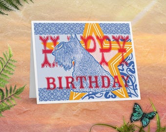 Scottish Terrier Birthday Card: Colorful Scottie Pup - Matte Finish