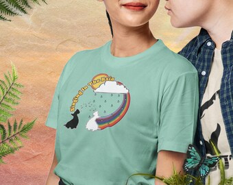 Rainbow Scottish Terrier T-Shirt: Singing in the Rain LGBTQIA+ Pride Tee