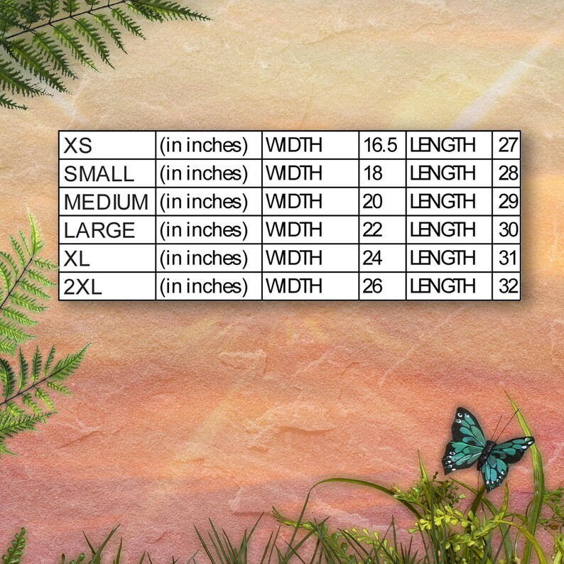 Sizing chart
