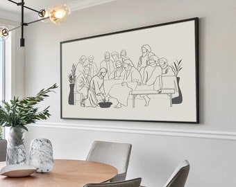 Jesus wäscht die Füße – Minimalistische Bibelkunst – DIGITALER DOWNLOAD – Letztes Abendmahl – Christliche Drucke
