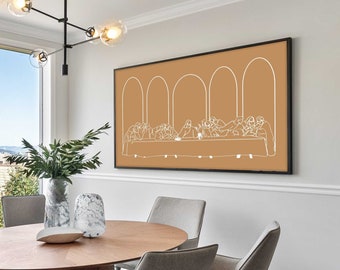 The Last Supper Prints, Christian Minimalist Wall Art, DIGITAL DOWNLOAD Earth Toned Apartment Decor