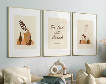 Minimalist Bible Wall Art: The Lord Will Provide DIGITAL DOWNLOAD Scripture Print Christian Apartment Decor