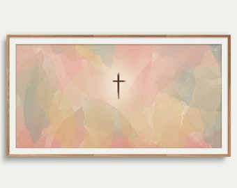 Soft Pink Modern Cross Sign Christian DIGITAL PRINT Teen Girl Dorm Decor Christian Apartemet Wall Decor Preppy Room Bibilical Printable
