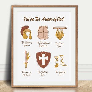 The Armor of God Educational Prints DIGITAL DOWNLOAD Sunday School Wall Decor Bible Illustration for Kids Homeschooling Church