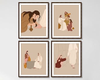 Set of 4 Woman in Bible Wall Art DIGITAL DOWNLOAD Woman of God  Christian Church Decor Unique Gift for Christian Woman Faith-Based Art