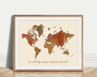 The Great Commission World Map DIGITAL DOWNLOAD Bible Verse Wall Art Missionary Gift