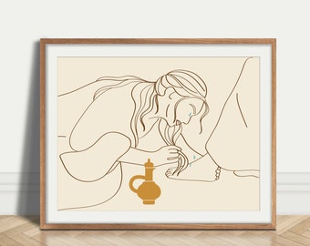 Mary Anointing Jesus Bible Wall Art DIGITAL Download Christian Modern Prints Apartment Decor Gift for Her Best friend Christian Faith