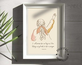 Girly Preppy Bible Verse Prints, Christian Wall Art, Dorm Decor, Minimalist Biblical Woman Line Art