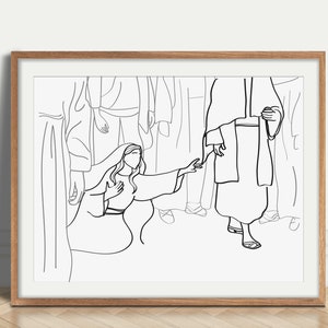Frau berührt Jesus Robe Bibel Wand Kunst DIGITAL DOWNLOAD Frauen In der Bibel Drucke Christian Minimalist Weiß Kirche Dekor Gott Geschenk