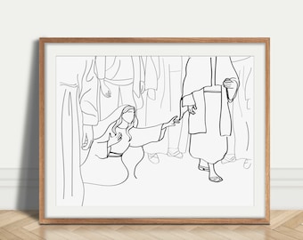 Woman Touches Jesus Robe Bible Wall Art DIGITAL DOWNLOAD Godly Gift