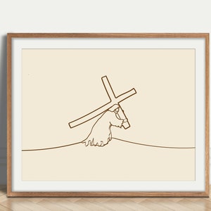 Jesus Carrying The Cross Art, DIGITAL DOWNLOAD, Jesus Art, Bible Wall Art, Salvation Wall Art, Scripture Prints, Bible Story, Housewarming