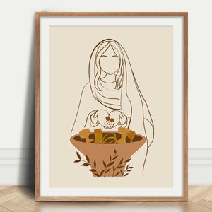 The Widow's Offering Christian Art, DIGITAL DOWNLOAD, Modern Bible Art, Minimalist Christian Line Art, Christian Faith, Woman Line Art