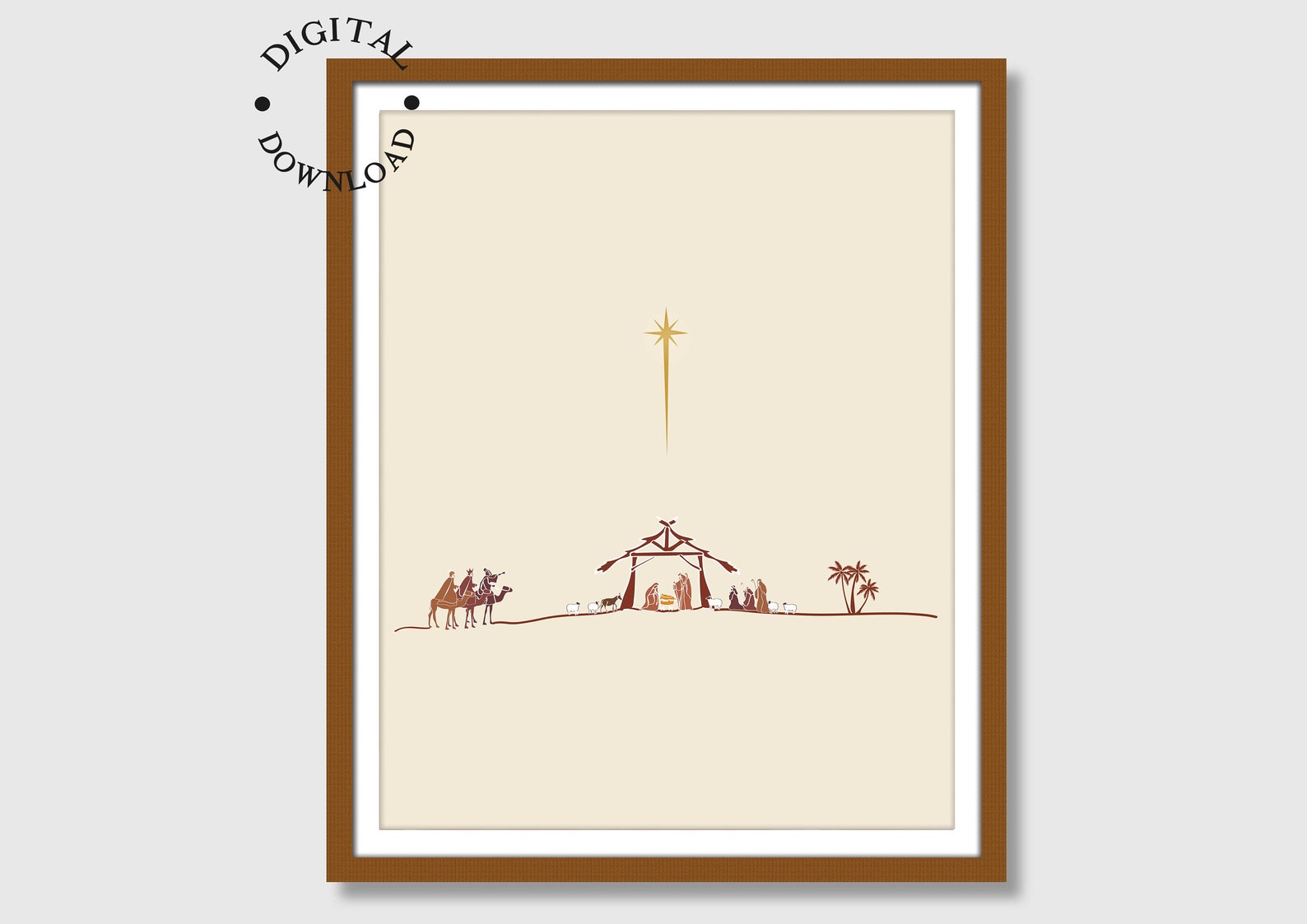Minimalist Nativity Art for Christmas Decor Christian Etsy