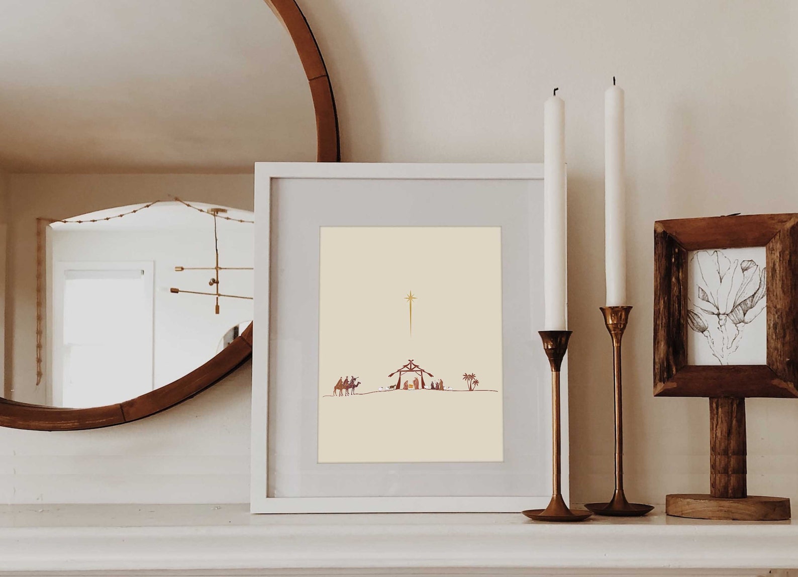 Minimalist Nativity Art for Christmas Decor Christian Etsy