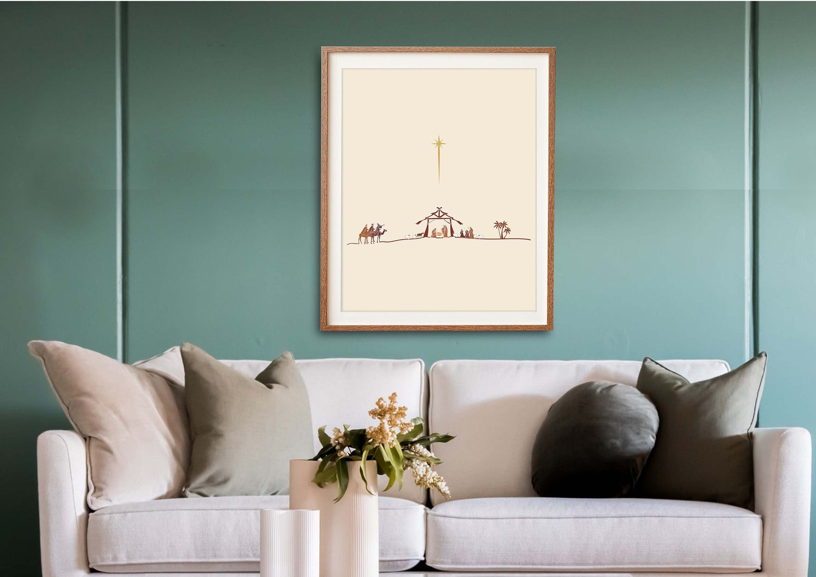Minimalist Nativity Art for Christmas Decor Christian Etsy