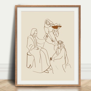 Martha and Mary Christian Modern Art, DIGITAL DOWNLOAD, Bible Wall Art, Bible Sketches, Housewarming, Woman of God, Christian Faith, Gift