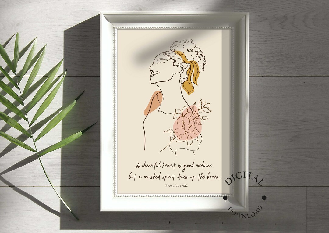 Vertical Scripture Minimalist Woman Line Art, Inspirational Bible Verse, Vertical ...