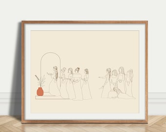 The Ten Virgins, Minimalist Bible Art, DIGITAL DOWNLOAD, Christian Modern Apartment Wall Art, Girly Dorm