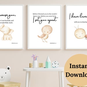 BIBLE VERSE PRINTABLE , Set of 3 prints , Bible Verse Wall Art