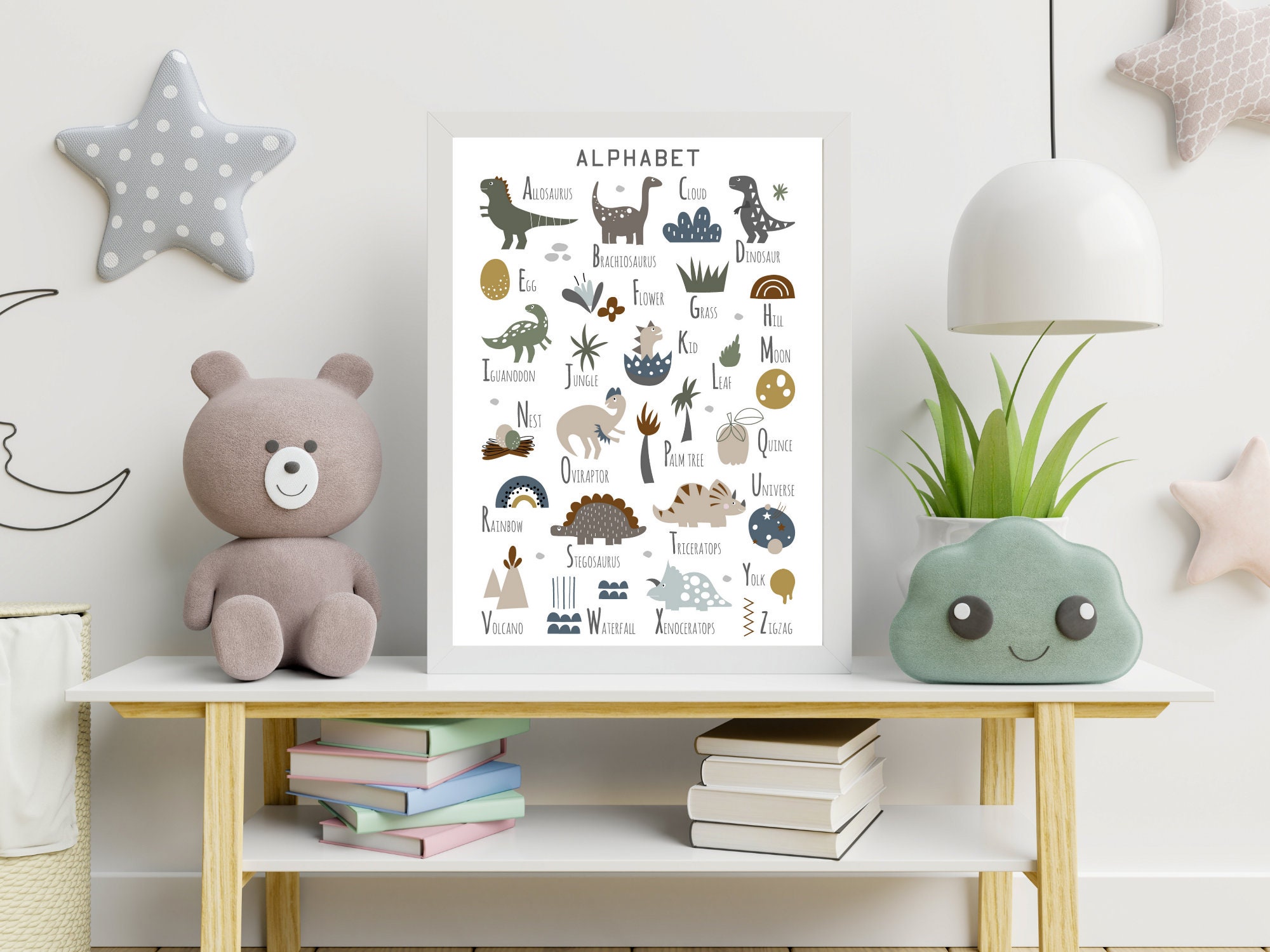 DINOSAUR WALL ART , Nursery Alphabet Print , Dinosaur Nursery ...